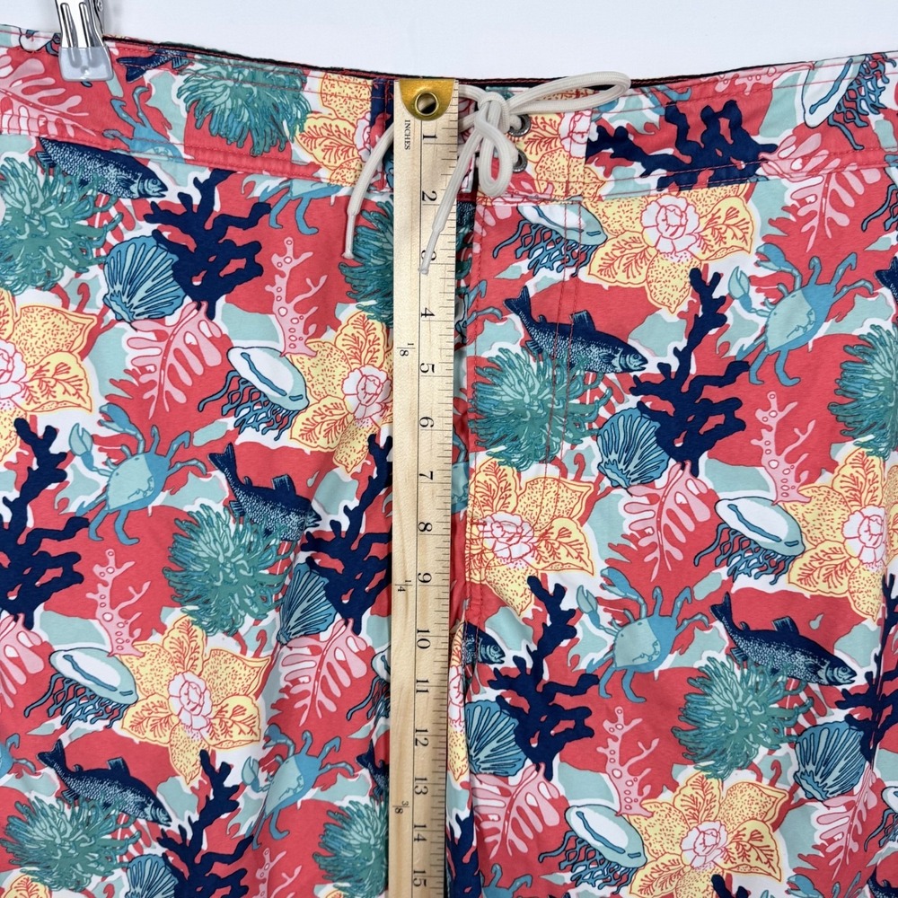 Nautica Swim Trunks Board Shorts L Coral Fish Pattern Drawstring Pockets Lining - Picture 7 of 8